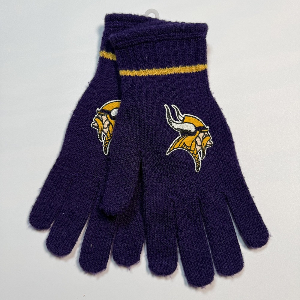 Wells Lamont Mens Gloves One Size Purple Acrylic Stretch Vikings NFL Football